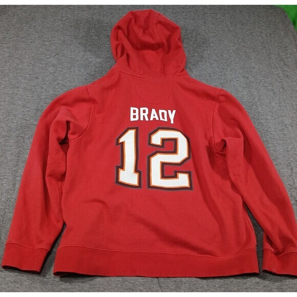 Fanatics Tom Brady 12 Tampa Bay Buccaneers Lrg Super‎ Bowl 54 LIV Hoodie Red Med - Picture 3 of 10